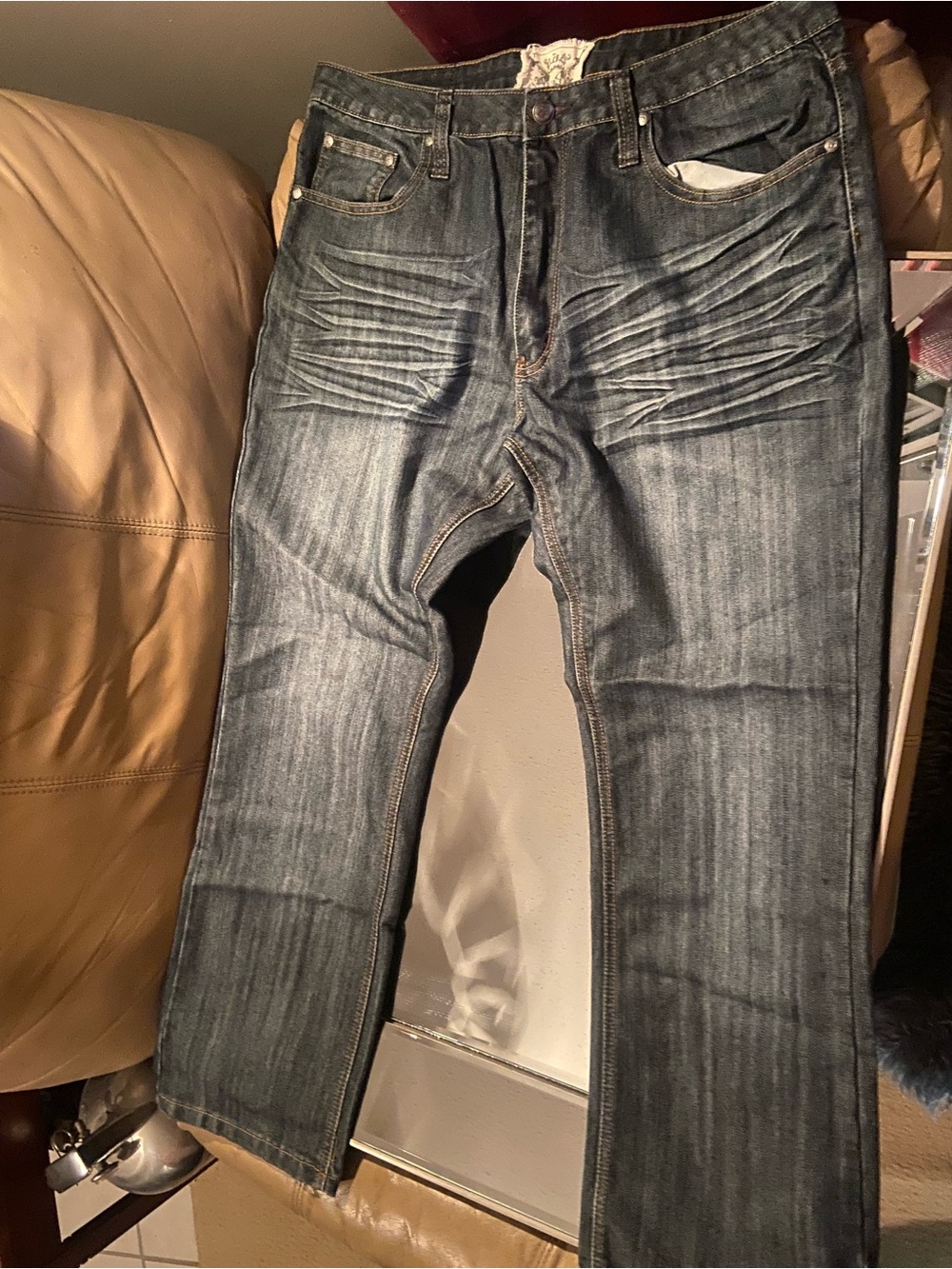 Relaxed Fit Men's Jeans in Dark Blue Denim